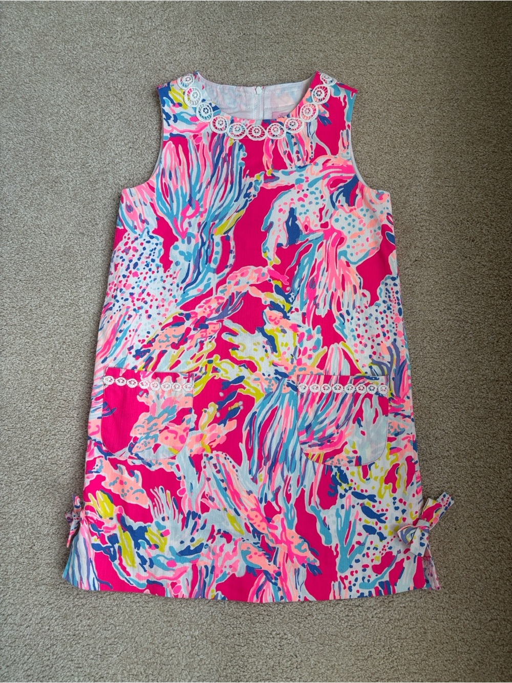 Lilly Pulitzer Girls Shift Dress in Dragonfruit Sunken Treasure, size 10
